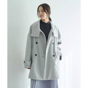 ウール混ミドル丈スタンドカラーコート