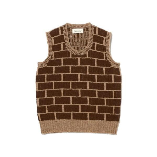 ベスト ジレ 「別注」Jamieson's Knitwear / ブリックパターン Uネック ベスト...