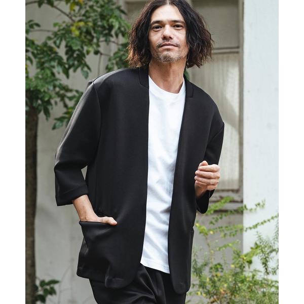 ジャケット ノーカラージャケット mj11331- リラックスポンチノーカラー7分袖ジャケット(CM...