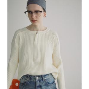 ニット セーター ハーフジップリブニット レディース