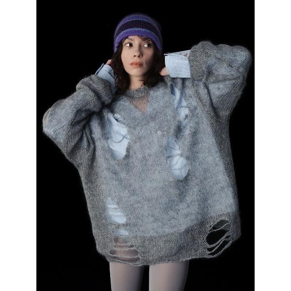 ニット セーター RIPPED MOHAIR KNIT TOP レディース
