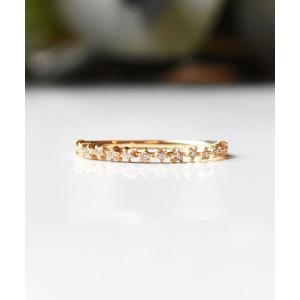 指輪 リング K10YG　ダイヤモンド　スターダスト　ハーフエタニティリング レディース メンズ