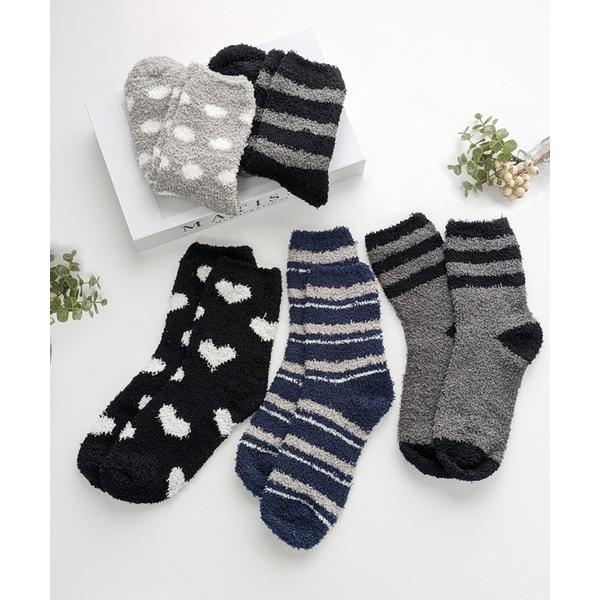 靴下 「5足セット」あったかふわもこソックス レディース
