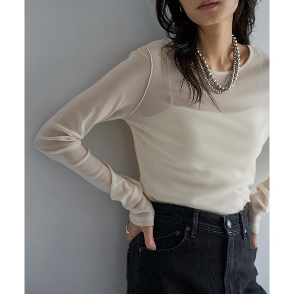 tシャツ 「追加」ロングスリーブメッシュシアートップス レディース