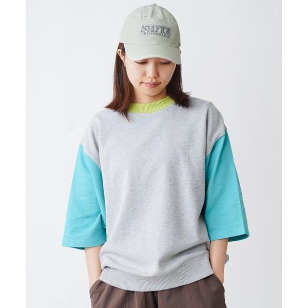 tシャツ ブロックインレー７分袖Ｔｅｅ レディース