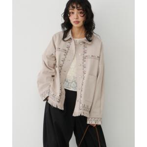 コート アウター 刺繍ツイルジャケット レディース