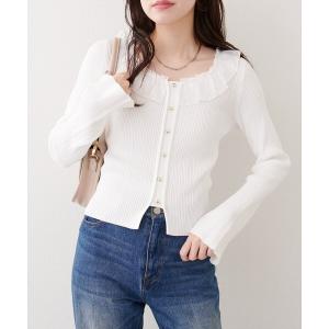 ニット セーター 異素材フリルニット レディース