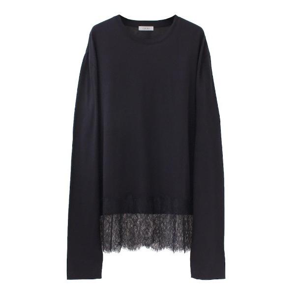 tシャツ ヘムレースロンT レディース