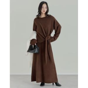 セットアップ 「2点セット」「セットアップ」「手洗い可能」「低身長サイズ有」カシミヤタッチカシュクールニットトップス×スカート レディース