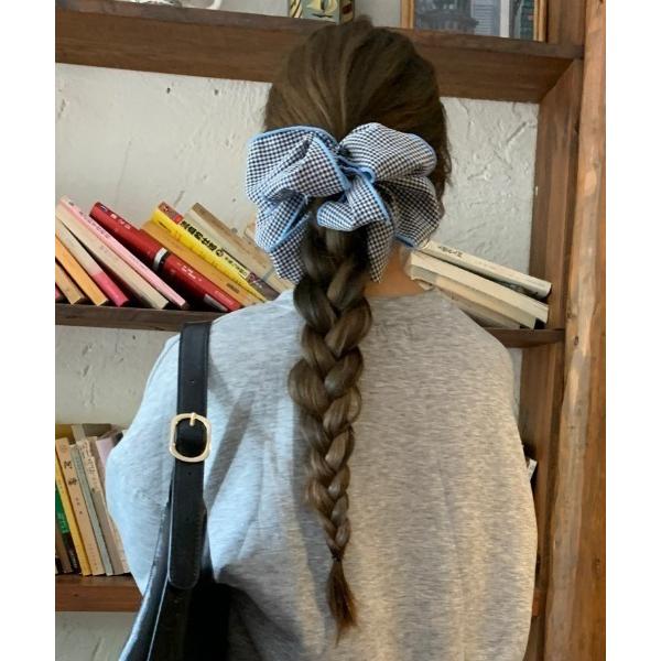 シュシュ ギンガムチェック ボリュームシュシュ