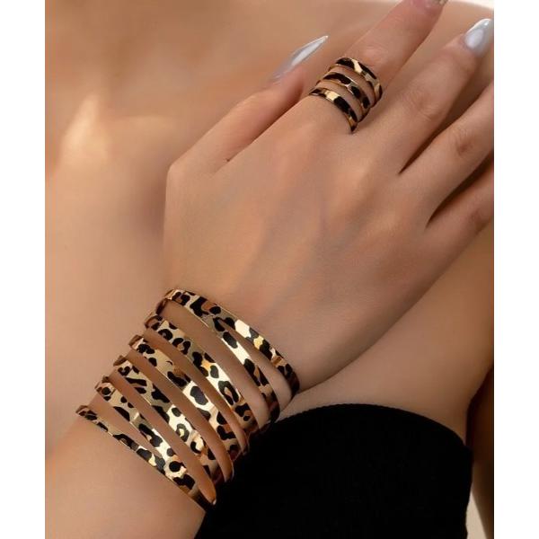 ブレスレット レディース ヒョウ柄 リング ブレスレット セット(BDS) レディース