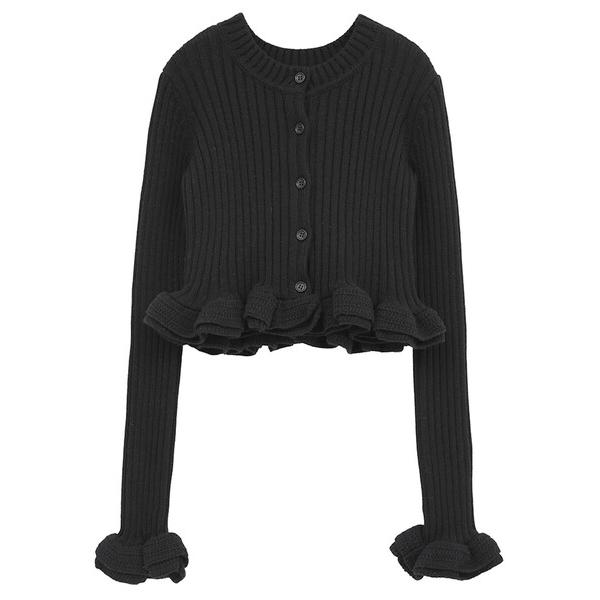 カーディガン 「CLANE/クラネ」W FACE SHORT FRILLED KNIT TOPS/ダ...