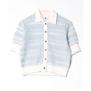 ニット セーター 柄編み ニットシャツ レディース