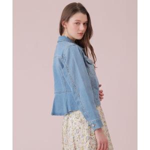 デニムジャケット gジャン ストレッチデニムペプラム ジャケット レディース