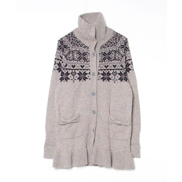 「&amp;LOVE」 ニットコート L シルバー レディース