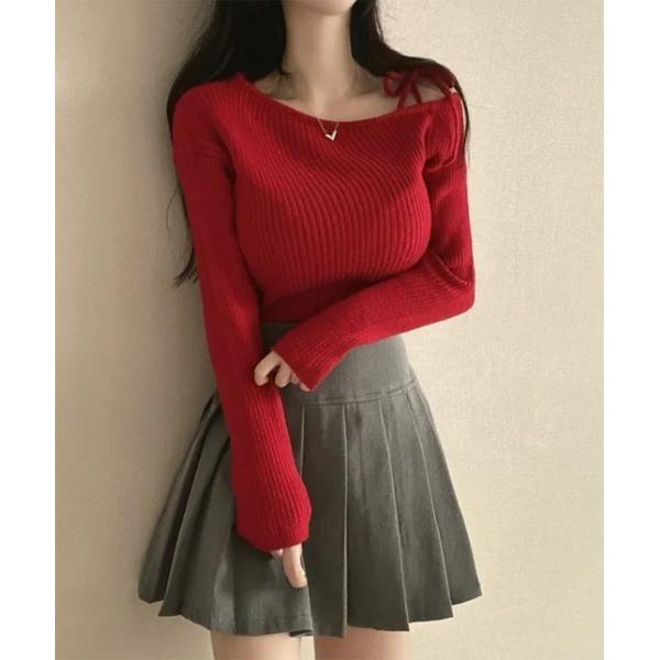 「by muni:r」 長袖ニット FREE レッド レディース