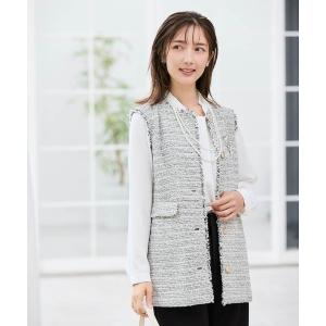 コート アウター ミックスツイードペプラムジレ レディース