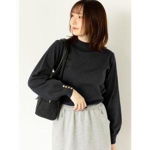 ニット セーター 袖口金釦ハイネックニット レディース