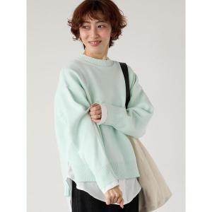 ニット セーター コットンタッチクルーネックニットプルオーバー レディース