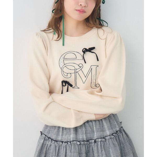 ニット セーター ビジューロゴ＆リボンNTPO レディース