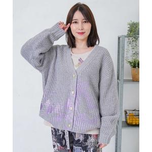 カーディガン 553281：蝶柄箔プリントニットカーディガン レディース