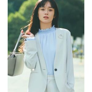 ブラウス シャツ 「宮城舞さん着用」ポリエステルジョーゼット シャーリングブラウス レディース