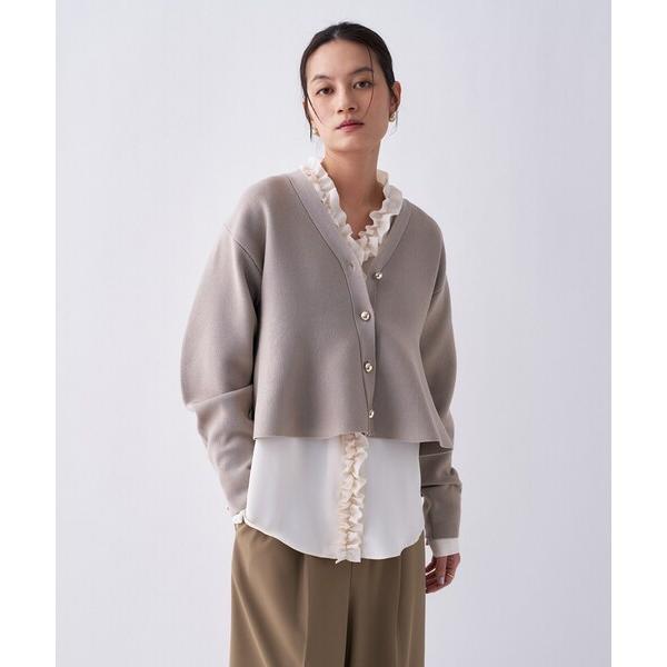 カーディガン 入学式 「着映え／手洗い可」Vネックペプラムニットカーディガン レディース