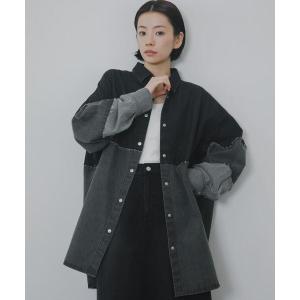 ブラウス シャツ パッチワークBIGデニムシャツ レディース