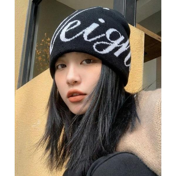 ニット帽 ニットキャップ 12D82 ロゴデザインビーニー 「Weighed」 メンズ レディース