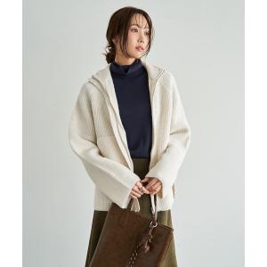 コート アウター ダブルジップスタンドネックニットジャケット レディース