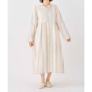 ルームウェア 部屋着 キッドブルー -２６Ｗガーゼストライプ -長袖ナイティ -KNDL506 -kidblue レディース