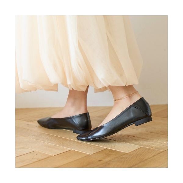 バレエシューズ パンプス 「レイン対応」スクエアトゥバレエシューズ