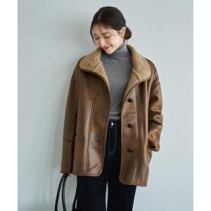 ムートンコート ボアコート フェイクムートンオーバーコート レディース