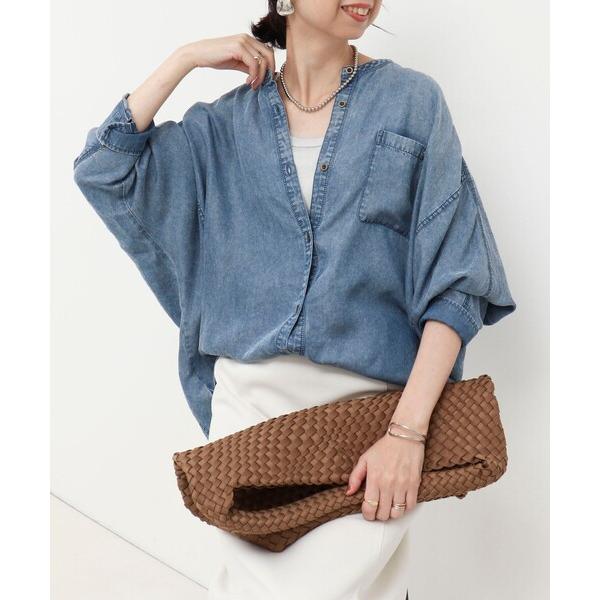 ブラウス シャツ パウダーデニムドルマンシャツ レディース