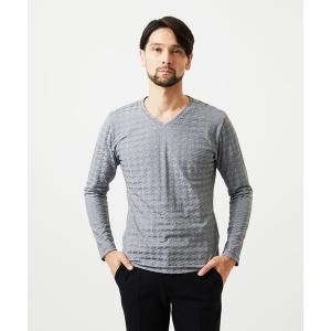 tシャツ チドリ柄Vネックカットソー メンズ