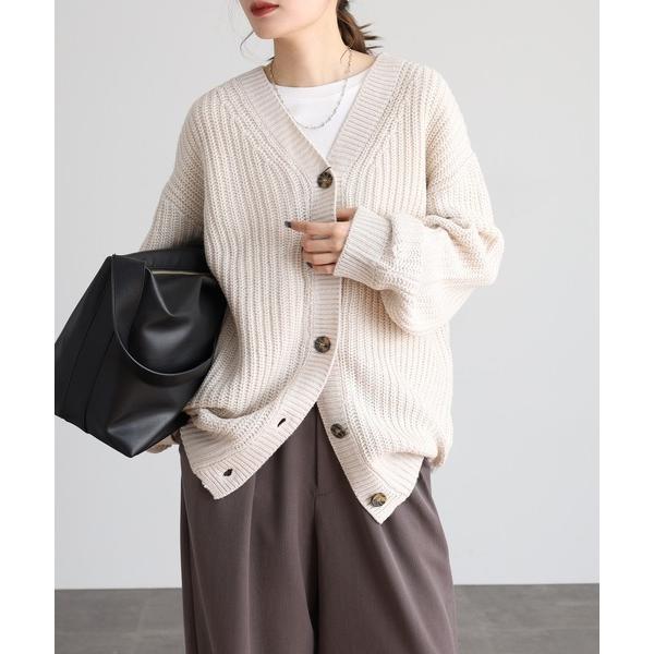 カーディガン ざっくり編み オーバーサイズ ニットカーディガン レディース