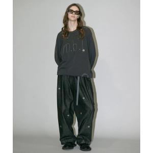 ジーンズ 「my beautiful landlet」12.5oz DENIM TUCK WIDE PANTS - One Wash Print メン