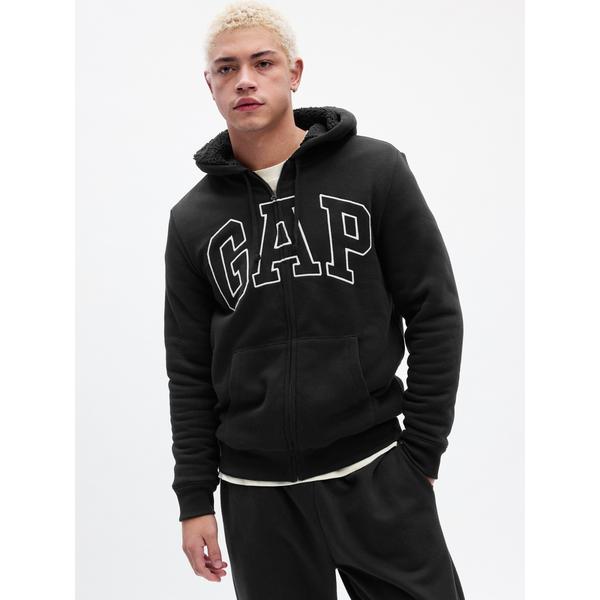 「GAP」 ジップアップパーカー S ブラック メンズ