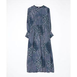 「nesessaire」 花柄長袖ワンピース 36 ネイビー レディース