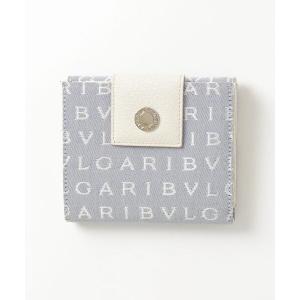 「BVLGARI」 ロゴマニア 二つ折り 財布 - ブルー レディース
