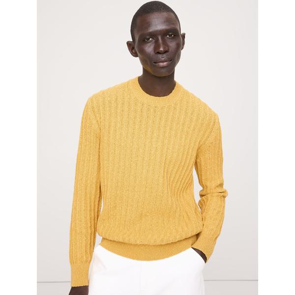 セーター ニット コットン リネンブ レンド クルーネックセーター メンズ