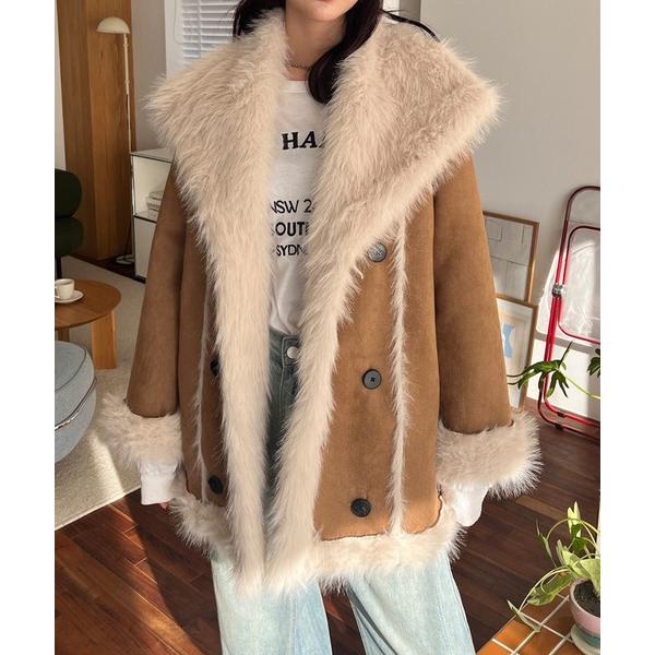 ピーコート pコート リバーシブルフェイクファーコート レディース