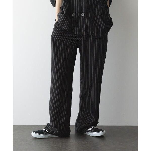 ワイドパンツ パンツ ストライプドロストストレートパンツ レディース
