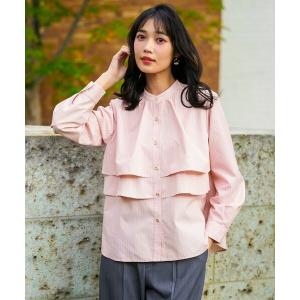 ブラウス シャツ ラッフルレイヤード ブラウス レディース