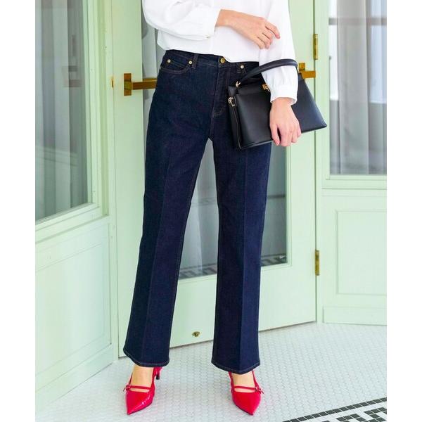 ジーンズ デニム デニムパンツ センタープレスセミフレア デニム レディース