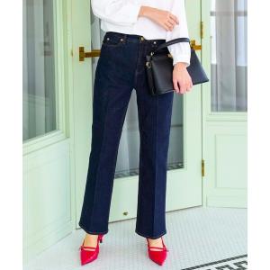 ジーンズ デニム デニムパンツ センタープレスセミフレア デニム レディース