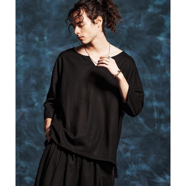 シャツ mlt5546-レーヨンリネンキーネックシャツ(JIH-R1156) メンズ