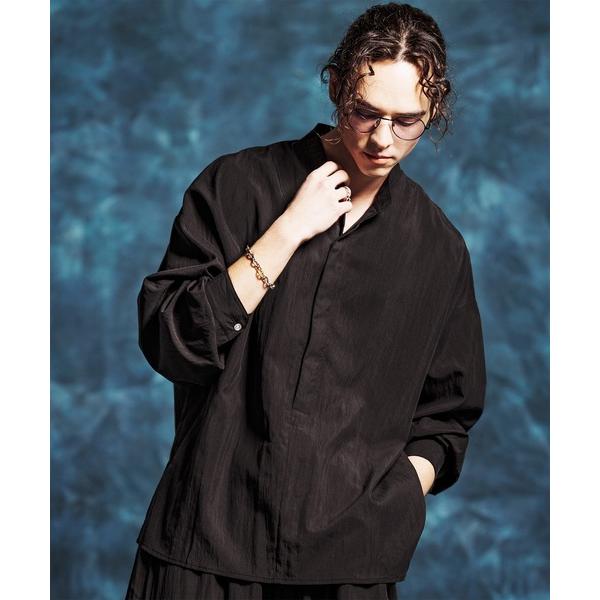 シャツ ms6374-トロピカルスタンドカラープルオーバーシャツ(JIH-R1154) メンズ