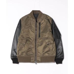 ma1 ma-1 ●MMMM●ラムレザー袖切替MA-1ブルゾン メンズ レディース