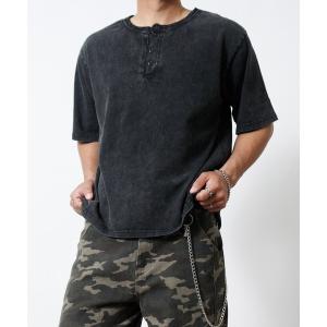 tシャツ 「Nylaus」ヘンリーネック 半袖Tシャツ ヴィンテージ加工 メンズ レディース
